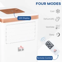 HOMCOM Conditionator portabil si Dezumidificator cu Telecomanda Timer 24H, 2 Viteze(m-4)