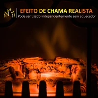 HOMCOM Lareira Elétrica com Efeito de Chama Realista Potência 900W/1800W para Ambientes entre 18-24m² 36x25,5x41,5cm Preto(m-5)