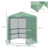 Outsunny Serra da Giardino in PE Anti-UV, 3 Ripiani e Porta Avvolgibile 225x194x215 cm, Verde(m-3)