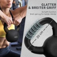 HOMCOM kettlebell, kettlebell, 12 kg, met plastic coating, staal, zwart 20 x 13 x 22 cm(m-4)