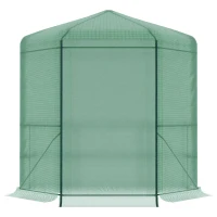 Outsunny Serra da Giardino in PE Anti-UV, 3 Ripiani e Porta Avvolgibile 225x194x215 cm, Verde(m-10)