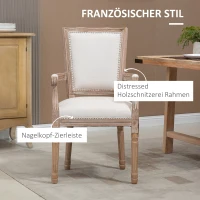 HOMCOM Krzesło jadalniane, Krzesło kuchenne, Dekoracja nitami, styl francuskiej wsi, guma, Kremowy, 59 x 63,5 x 96cm(m-4)