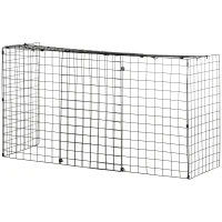HOMCOM Frente de Lareira com Comprimento Ajustável Frente para Lareira com Grade de Metal 81,5-160x44x68cm Preto(m-11)