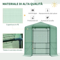 Outsunny Serra da Giardino in PE Anti-UV, 3 Ripiani e Porta Avvolgibile 225x194x215 cm, Verde(m-4)