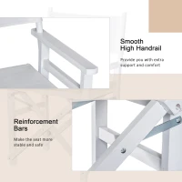 Homcom Scaun de Regizor Rabatabil Fabricat din Lemn de Oxford Alb 56x46x88cm(m-7)