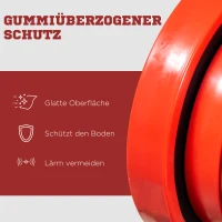 HOMCOM Langhantel, 50 kg, rutschfester Griff, 8 Hantelscheiben, gummierter Rand, Eisen, rot, 170 x 33 x 33cm(m-6)