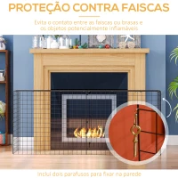 HOMCOM Frente de Lareira com Comprimento Ajustável Frente para Lareira com Grade de Metal 81,5-160x44x68cm Preto(m-5)