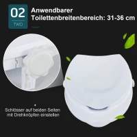 HOMCOM Toilettensitzerhöhung Toilettenaufsatz Toilettenerhöhung WC Sitz Erhöhung mit Deckel für Senioren PP Weiß 35 x 40 x 16 cm(m-5)