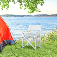 Homcom Scaun de Regizor Rabatabil Fabricat din Lemn de Oxford Alb 56x46x88cm(m-2)