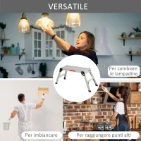 HOMCOM Piattaforma da Lavoro Pieghevole Scala Multiuso in Lega d'Alluminio 113×41×48.5cm Argento(m-6)