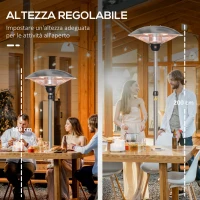 Outsunny Fungo Riscaldante da Esterno con 3 Temperature e Altezza Regolabile in Acciaio e Alluminio, Argento(m-6)