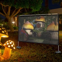 HOMCOM 120 inch Projector Screen and Stand, Portable Front & Rear Projection Screen, 4K HD 16:9 Screen for Outdoor and Indoor, Home Theater, Presentation(m-14)