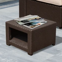 Outsunny Masa de Gradina in PE Rattan, Maro, 56x56x44.5cm(m-8)