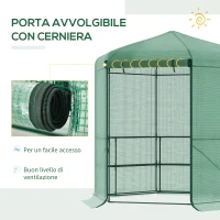 Outsunny Serra da Giardino in PE Anti-UV, 3 Ripiani e Porta Avvolgibile 225x194x215 cm, Verde(m-7)