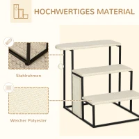 PawHut Schodki dla Kota z Drapakiem, 3 Stopnie, Kula do Zabawy, Solidne, Stal+Sizal, Kremowy+Czarny, 51 x 54 x 53cm(m-4)