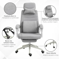 Vinsetto Scaun Birou Gri – Reglabil si Rotativ Ergonomic(m-7)