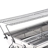 Outsunny Barbecue da Viaggio con Gambe Pieghevoli e 2 Griglie Antiaderenti in Acciaio Inossidabile 100 x 43 x 77 cm(m-8)