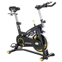 HOMCOM Cyclette Professionale con Schermo LCD, Volano 10kg e Resistenza Magnetica Regolabile, Nera e Gialla(m-1)