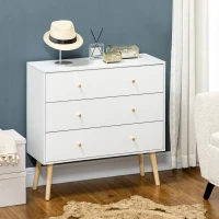 HOMCOM Comoda cu 3 sertare cu manere din PAL si lemn de pin pentru camera de zi si dormitor, 80x30x80 cm, alb(m-2)