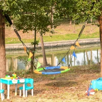 Outsunny Kid Nest Swing Seat Saucer Tree Swing 40 Inch/100cm Adjustable Rope Outdoor Indoor for Kids Over 3 Years Old Multi-Colour(m-15)