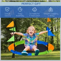Outsunny Kid Nest Swing Seat Saucer Tree Swing 40 Inch/100cm Adjustable Rope Outdoor Indoor for Kids Over 3 Years Old Multi-Colour(m-4)