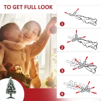 HOMCOM 3ft White Light Artificial Christmas Tree w/ 90 LEDs Star Topper Tri-Base Full Bodied Seasonal Decoration Pre-Lit Home(m-5)