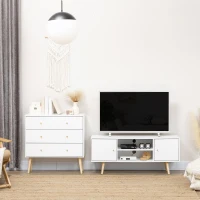 HOMCOM Comoda cu 3 sertare cu manere din PAL si lemn de pin pentru camera de zi si dormitor, 80x30x80 cm, alb(m-8)