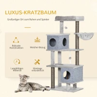 PawHut krabpaal 142H cm krabpaal klimboom met kattengrot anti-tip grijs(m-7)