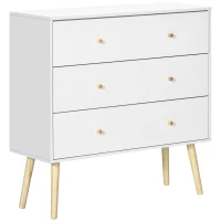 HOMCOM Comoda cu 3 sertare cu manere din PAL si lemn de pin pentru camera de zi si dormitor, 80x30x80 cm, alb(m-1)