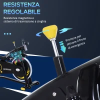 HOMCOM Cyclette Professionale con Schermo LCD, Volano 10kg e Resistenza Magnetica Regolabile, Nera e Gialla(m-6)