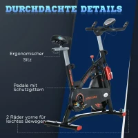 HOMCOM Fahrradtrainer, höhenverstellbare Sitz & Lenker, digitale Anzeige, Handyhalterung, schwarz+rot, 47 x 120 x 117cm(m-8)