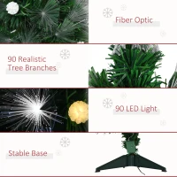 HOMCOM 3ft White Light Artificial Christmas Tree w/ 90 LEDs Star Topper Tri-Base Full Bodied Seasonal Decoration Pre-Lit Home(m-8)