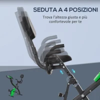 HOMCOM Cyclette Pieghevole 2 in 1, Resistenza Magnetica Regolabile 8 Livelli, Cyclette da Casa Silenziosa con Sensore di Frequenza Cardiaca, Elastici per Braccia, Schermo LCD, Volano 2.5kg, Verde(m-5)
