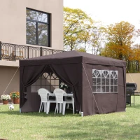 Outsunny Pop Up Gazebo Marquee, size (3m x3m)-Coffee(m-12)