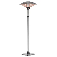 Outsunny Parasol chauffant électrique 3000W chauffage d'appoint sans CO₂ 13 m² et IP44 - chauffage infrarouge sur pied 3 puissances de chauffe - hauteur réglable de 160 à 200 cm acier inox. argent(m-1)