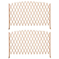 Outsunny Set de 2 garduri de gradina extensibile din lemn, gard de gradina pentru exterior, 150x30x148 cm, portocaliu(m-11)