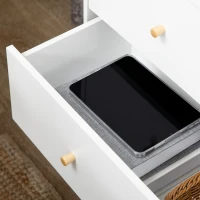 HOMCOM Comoda cu 3 sertare cu manere din PAL si lemn de pin pentru camera de zi si dormitor, 80x30x80 cm, alb(m-9)