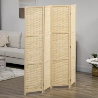 HOMCOM Separator de interior din lemn si bambus, perete de separare pliabil pentru casa si birou, inaltime 170 cm, maro(m-2)