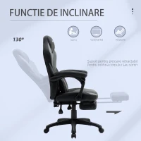 Vinsetto Scaun Birou Racing Tapitat cu Suport pentru picioare din Imitatie de piele Negru(m-4)
