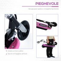 HOMCOM Monopattino Elettrico Pieghevole per Bambini con Seggiolino ad Altezza Regolabile, in Metallo e PE, 78x37x99 cm, Rosa(m-5)