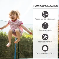 HOMCOM Tappeto Elastico per Bambini e Adulti con Rete e Bordo Imbottito, Trampolino da Giardino, Φ366x275cm, Blu e Nero(m-5)