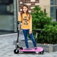 HOMCOM Monopattino Elettrico Pieghevole per Bambini con Seggiolino ad Altezza Regolabile, in Metallo e PE, 78x37x99 cm, Rosa(m-10)