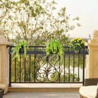 Outsunny Suport de ghiveci de exterior cu carlige pentru balustrada, set de 2 piese pentru balcoane si terase din metal, 100x31x12 cm, negru(m-10)