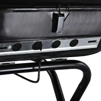 Outsunny Barbecue in Acciaio con 2 Ruote, Coperchio, Ventola Controllo Calore, Gambe Pieghevoli | Nero | 57x70x86cm(m-8)