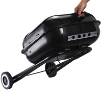 Outsunny Barbecue in Acciaio con 2 Ruote, Coperchio, Ventola Controllo Calore, Gambe Pieghevoli | Nero | 57x70x86cm(m-7)