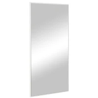 kleankin Oglinda de baie dreptunghiulara din placi aglomerate si sticla cu design de perete, 104x60 cm, alb si argintiu(m-11)