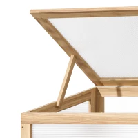 Outsunny Raised Garden Bed 2-IN-1 Wood Cold Frame Greenhouse with Elevated Garden Box, Openable Top for Flowers, Vegetables, Plants, Natural(m-10)