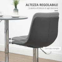 HOMCOM Set 2 Sgabelli da Bar Girevoli in Similpelle con Schienale e Poggiapiedi, 42x45x89-110cm, Grigio(m-5)