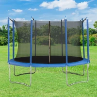HOMCOM Tappeto Elastico per Bambini e Adulti con Rete e Bordo Imbottito, Trampolino da Giardino, Φ366x275cm, Blu e Nero(m-10)