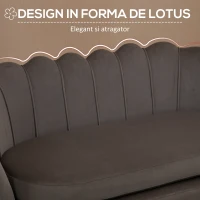 HOMCOM canapea din catifea, 2 locuri,130x63x73cm, gri(m-4)